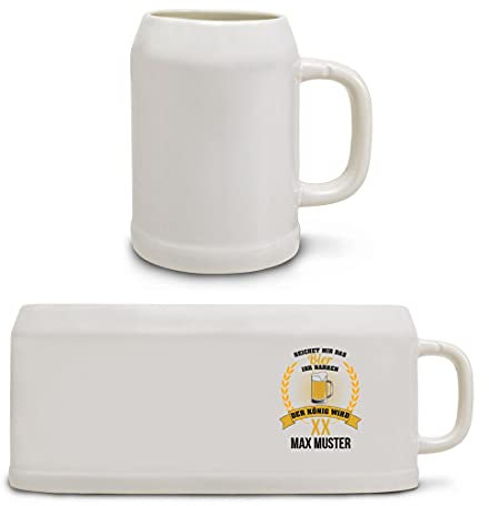 Manutextur Bierkrug mit Namen - personalisiert - Motiv Der König hat Geburtstag - viele Motive - Bierkrug - Größe 18x8,4 cm - persönliches Geschenk mit Wunsch-Motiv und Wunsch-Name