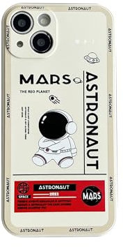 Yonds Queen Compatible with iPhone 13 Cute Case, Cool Cartoon Astronaut Space Rocket Design Stylish Bumper Soft TPU Rubber Protective Anti-Slip Shockproof Fashion Case(iPhone 13, White)