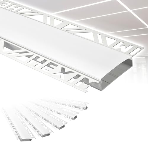 HEXIM LED Trockenbauprofil Alu Unterputzprofil LED Profil (2 Meter / 1 Profil) inkl. Abdeckung opal Trockenbauleiste Einbauprofil Schiene Decke Wand (ALED-5, Leuchtbreite 50mm)