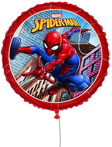Marvel Spider-Man Foil Balloon Mylar Round (46 cm, 18 inches) with Straw, Ribbon and Weight