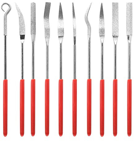 Biaungdo Set di 10 mini lime ad ago diamantate, 3 x 140 mm, in metallo, per gioiellieri, per vetro, pietra, gioielli