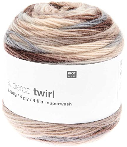 Rico Design Superba Twirl - Gomitolo di lana per calze, a 4 fili, con sfumatura, per lavorare a maglia, per due calzini diversi, 100 g (02)