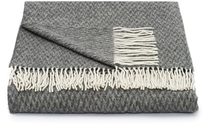 LuckyBlankets Rom Wolldecke 140 x 200 cm Premium Qualität - Merino wolldecke - Kaschmir Decke - Kuscheldecke (Grau)