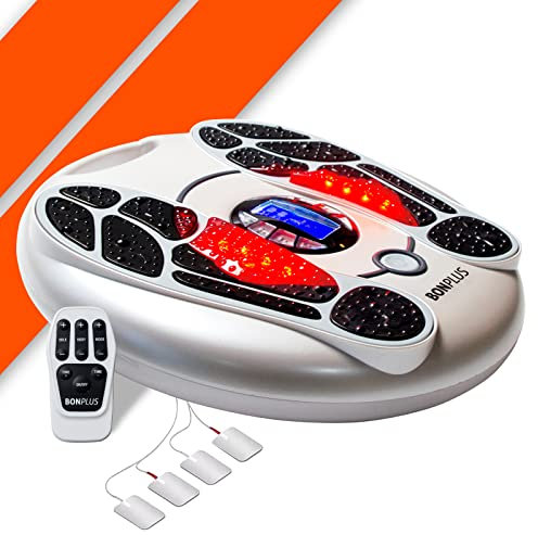 Bonplus BP | Kreislaufstimulator | Fußmassagegerät mit Elektroden | Durchblutungs Stimulator | 99 Intensitätsstufen | Fernbedienung | Elektrisches Massagegerät | Die Gesundheit