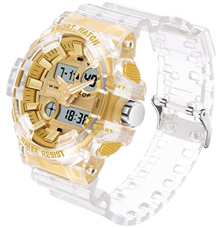 findtime Herrenuhr Digital Gold Militär Armbanduhr Taktisch Sportuhr Tactical Watch Military Outdoor 3 ATM Wasserdicht Große Elektronische Uhren Männer Jungen Wecker Stoppuhr Wecker Countdown