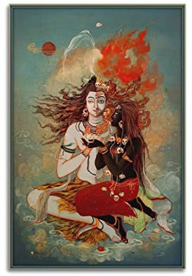 INKLOT Religiöse Kunstposter, Lord Shiva Portrait, Glaube Dekoration Poster Dekorative Malerei Leinwand Wandposter und Kunstbild Druck Moderne Familie Schlafzimmer Dekor Poster 30 x 45 cm