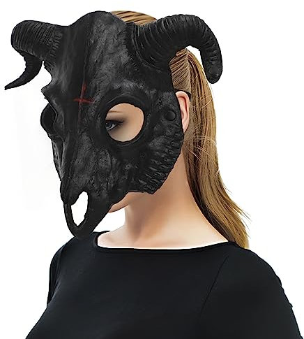 Halloween Masken Schädel Knochen Ziege Masken Skelett Maske Halloween PU Leder Tiermaske Tier Gesicht Dekorationen Partymaske Ziegenmaske Schafschädel Schafskopfmaske Cosplay Karneval Kostüme