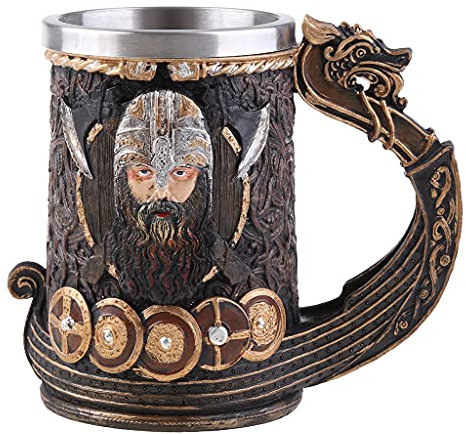 vsilay Chope médiévale Viking Pirate pour guerrier - Chope pour café, bière, vin - En acier inoxydable