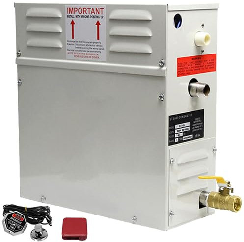 DPQYJPP Kit Generatore di Vapore Sauna Autodrenante 4.5KW - 21KW 220V/380V, Adatto per Doccia/Bagno Turco/Spa, con Display Digitale LED per 3-20 m³ Spazio- Riscaldamento Automatico 35-55℃,220V-8.0kw
