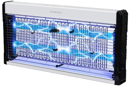 Meisterhome® Insektenvernichter Elektrischer, 20W Mückenfalle mit UV Ersatz Lichtschlauch, 2 Sicherheits Schutz, Mückenlampe Gegen Motten Mücken Insekten Stehend oder hängend für drinnen und draußen