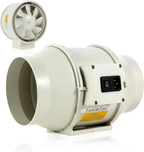 FanGoFast Inline Extractor Fan 150mm/6 inch with Adjustable Speed Controller and UK Plug, 530m³/h Ventilation Fan for Bathroom, Office, Grow Rooms(White, 150mm)