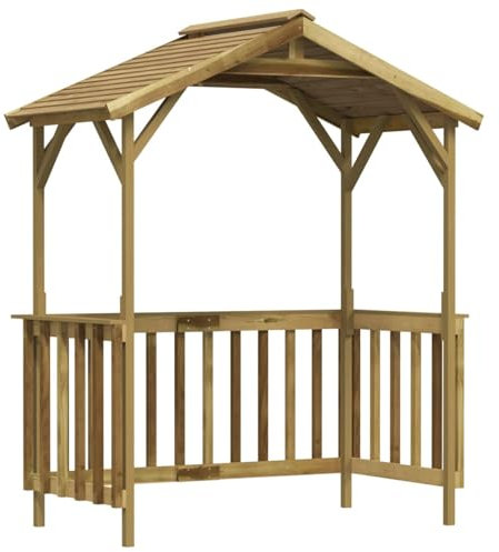 Gecheer Gazebo da giardino per barbecue, tetto parasole, in legno di pino impregnato, tetto ignifugo, 163,5 x 93 x 210 cm (larghezza x profondità x altezza)