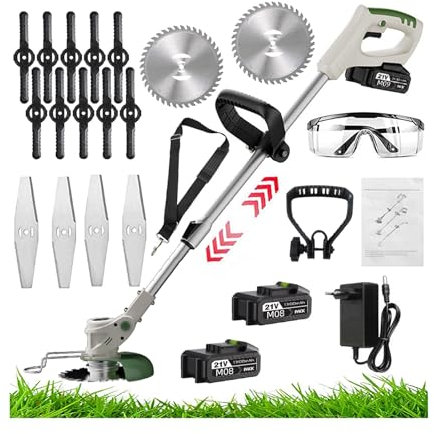 Coupe-Herbe sans Fil Coupe Bordure sans Fil avec Batterie Débroussailleuse à Batterie électrique sans Fil Tête Réglable et Poignée Télescopique pour Pelouse Jardin Terrain Agricole