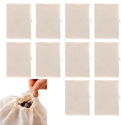 CQXSYTBN 10 Stück Passiertuch mit Kordelzug, 20 x 30 cm Waschbares Käsetuch, Filtertuch Wiederverwendbar zum Sieben von Saft Käse Tee Nussmilch Suppe Joghurt Tofu