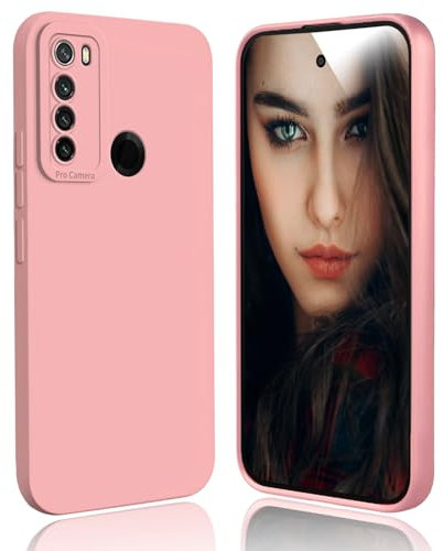 DESSEN Funda para Xiaomi Redmi Note 8 2021 Capa - Silicona Carcasa Antigolpes Protector Camara Móvil Case Cover Suave Delgada Bumper Anti-Huellas, Rosa