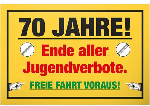 DankeDir! 70 Jahre Ende Jugendverbote - Schild 30 x 20 cm - Geburtstagskarte Geburtstagsdeko Geschenkidee Partydeko - Geschenk 70er Freund 70. Geburtstag Männer Geburtstagsgeschenk