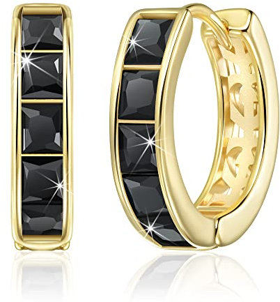 Linawe Creolen Schwarz Damen Ohrringe Gold, Kleine Creolen Gold Vergoldet Ohrhänger Schmuck Jewelry Damen, Helix Piercings Piercing Ohrstecker, Conch Ring Ohringe Hypoallergene