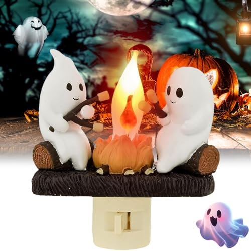 Luce Notturna Tremolante Del Falò Fantasma, Luce Notturna Tremolante Falò Di Fantasmi, Luce Notturna Del Fantasma Di Halloween, Ghost Campfire Flickering Nightlight, Luce Notturna Di Halloween