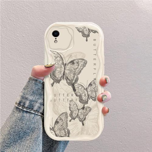 hdqICase Hülle Kompatibel mit iPhone XR Weiß | Schmetterling Welle Silikon Weich