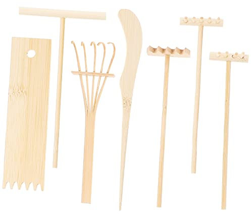 Vaguelly Sand Tray and Bamboo Rake Mini Zen Garden for Desk Decorative Table Miniature Rakes Diy for Landscape and Meditation