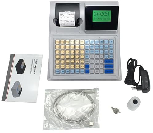 DZZTHSH Registrierkasse für Kleinunternehmen, Registrierkasse mit 81 Tasten und digitaler LED Anzeige, POS System für Restaurant, Supermarkt, Einzelhandel, englisches System, Allin One Design