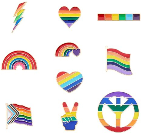 SUPERFINDINGS 13 Stück Pride Pin Regenbogen Pins Bulk LGBTQ Emaille Pins Lesbisch Schwul Anstecker Kragen Pin Clips Multishape Brosche Dekoration Pride Party Favors