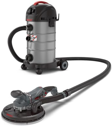 MENZER Dustfree Sistema di Levigatura Secco TBS 225 PRO + VCM 330 | Levigatrice per Muri, Aspiratore Industriale Umido e Secco