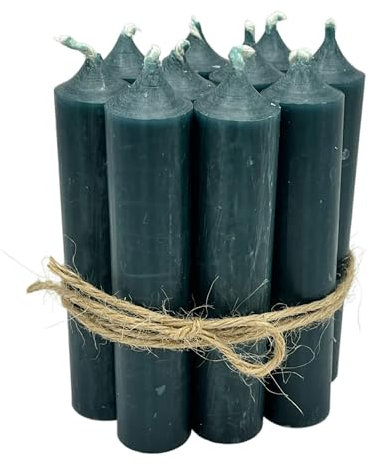 TAG2 BY SUZENNA Stabkerzen 10er Set im eleganten Stil, DUNKELGRÃœN, 2,2 cm Durchmesser, Höhe 11 cm, ca. 4 Stunden Brennzeit, RuÃŸ- und tropffrei