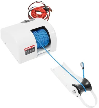 Treuil électrique avec télécommande pour bateaux jusqu'à 7,3 m Guindeau d'ancrage avec corde d'ancrage de 30,48 m 21,3 m/min Vitesse de rappel de la corde pour bateaux de pêche, bateaux à moteur (25