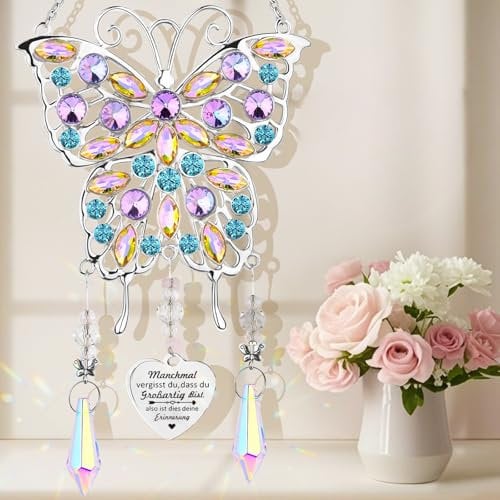 Handgefertigter SonnenfängerSchmetterling,Geburtstag | Premium Geschenk für Frauen,Freundin,Mama,Kolleginnen|Hängedekoration für Auto & Wohnung