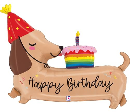 Shape Folienballon Happy Birthday Hund | 109 cm