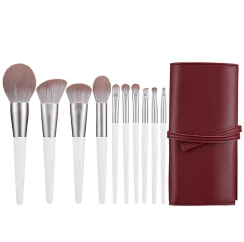 SAGELSHN Pinceaux Maquillages Ensemble De 10 Pinceaux De Maquillage for Fard À Paupières, Fond De Teint, Blush, Trousse De Maquillage Pinceaux Cosmétiques(White)