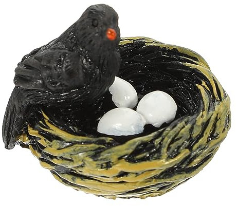 POPETPOP Miniatur Künstliches Vogelnest Mit Vogel Für Puppenhaus Bastelszene Mikro-Landschaft Dekoration Aus Harz Für Fenster Türen Fensterbänke