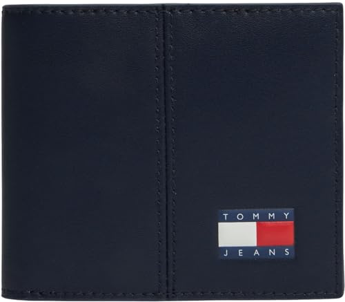Tommy Jeans Herren Geldbeutel Heritage Leather mit Münzfach, Blau (Dark Night Navy), Einheitsgröße
