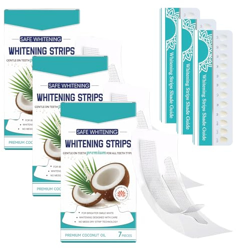 21 Stück Teeth Whitening Strips,Kokos-Minze Zahnaufhellung Strips,Theet Whiting Stripes,Mit Natürlicher Kokosnuss-Formel,Sichere Pflege Des Zahnschmelzes,Schnelle Entfernung Von Zahnflecken