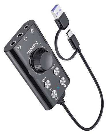 7.1 External USB Sound Card Adapter, Plug and Play External Sound Card Stereo PC Mic USB Adapter Headset Soundcard for PC Gaming Livestreaming