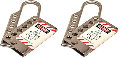 Spectrum Industrial LOK261 Lockout Tagout Hasp Stainless Steel Holds Up to 6 Padlocks Max 8mm Shackle Diameter, Silver, 117 x 50 x 8mm (Pack of 2)