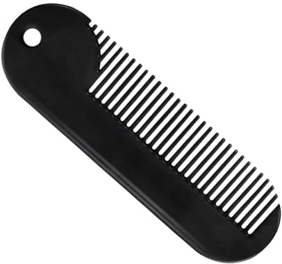 BATHVEVE Peigne à Barbe Portable en Alliage de Zinc Noir Compact et Robuste Accessoire Coiffure Homme pour Contours du Visage Fournitures Utiles pour Barbe et Cheveux Gadget Salon