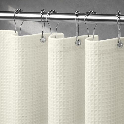 NDDYCU Duschvorhang Beige Waffel 180x200 Creme Shower Curtain Badewanne