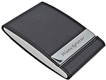 Schmalz® Visitenkartenetui Visitenkartenbox mit Gravur Lederoptik Aluminium graviert