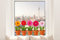 Pixblick Fenstersticker - Gerbera im Blumentopf (6 Stück) I Made in Germany I Wiederverwendbar