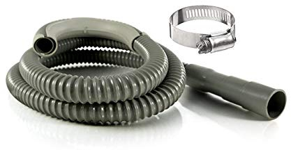 K&J 6ft Heavy-Duty Washing Machine Drain Hose With Clamp - Industrial Grade Polypropylene Discharge Hose for Washing Machines - Fits Up To 1-1/4 Inch Drain Outlets