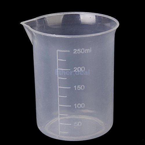 Brussels08 - Bicchiere graduato per laboratorio, 250 ml, in plastica trasparente, misura accurata, impilabile, per miscelare resina epossidica, resina, vernice casuale