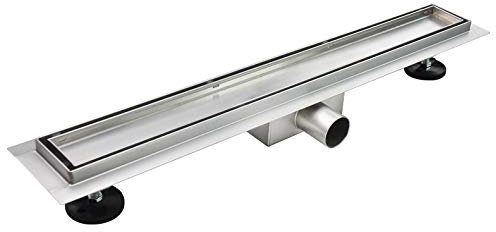 Duschrinne 90 cm Bodenablauf Duschablauf aus Edelstahl sehr flach Größen 50cm – 120cm Model R2 2 in 1 Befliesbar