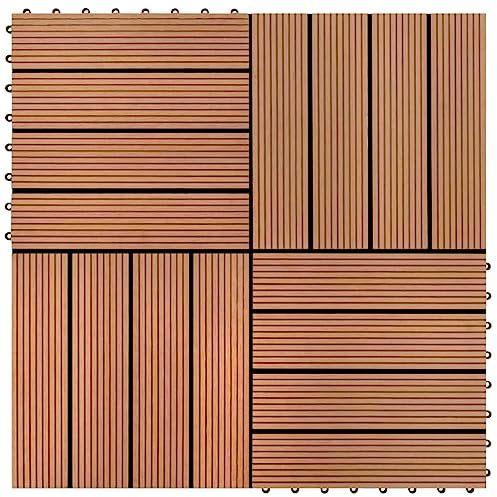 vidaXL 22x Terrassenfliesen Fliesen Holzfliesen Klickfliese Balkonfliese Terrassenfliesen Gartenfliesen Fliese Balkon Terrasse Pool 30x30cm 2qm WPC Braun