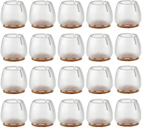 POFET 20pcs Silicone Furniture Feet Pads Chair Leg Caps Table Cover Floor Scratches Protectors for 17-21MM Round Legs