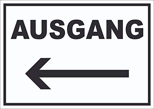 Ausgang Pfeil links Aufkleber A4 (210x297mm)