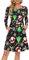 AUSELILY Manica Lunga delle Donne Piegheggiato Loose Swing Abito Casual con Tasche Lunghezza al Ginocchio Albero di Natale Santa L