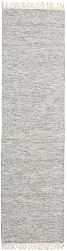 RugVista Melange, Teppich, Kelim Modern, 400 x 80 cm, Rechteckig, Mittlerer Stapel, Wohnzimmer, Esszimmer, Schlafzimmer, Diele, Nur chemische Reinigung, Care & Fair Zertifiziert, Grau