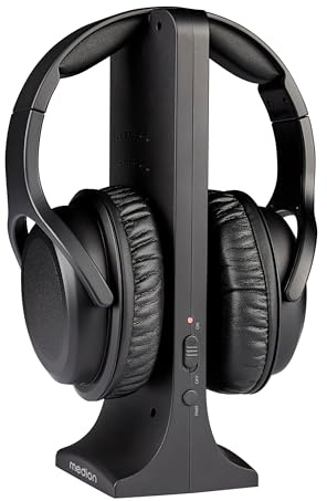 MEDION Cuffie wireless HS-1 (per TV, portata fino a 15 m, con base di ricarica, Over Ear, comfort elevato, USB-C, MD40006)